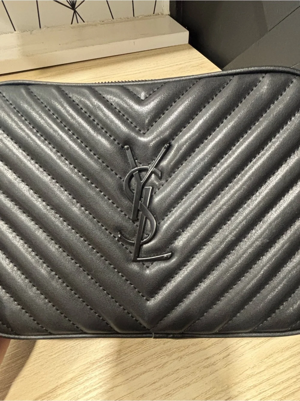 Saint Laurent Black Quilted Leather Toiletry Bag